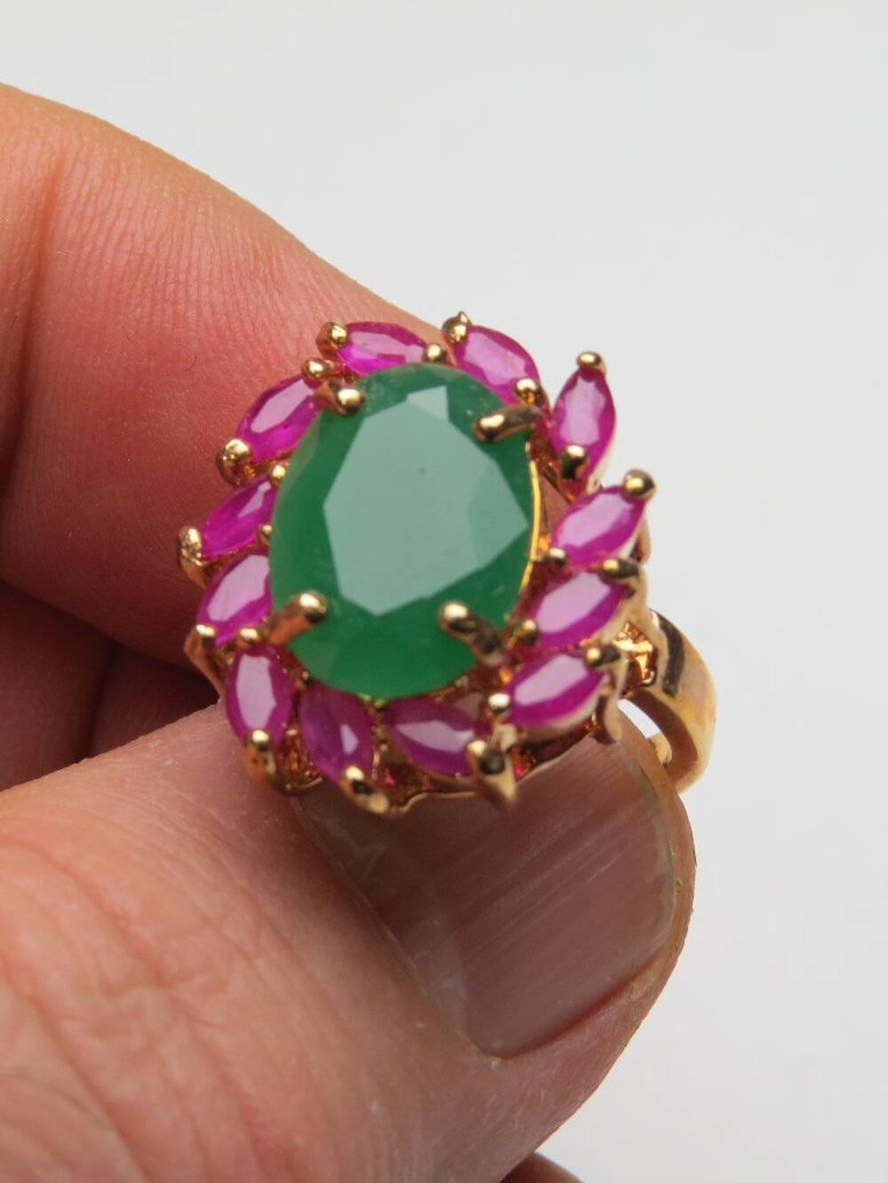 14k  Emerald Ruby Ring